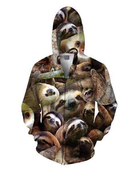 Sloth Collage Zip-Up Hoodie
