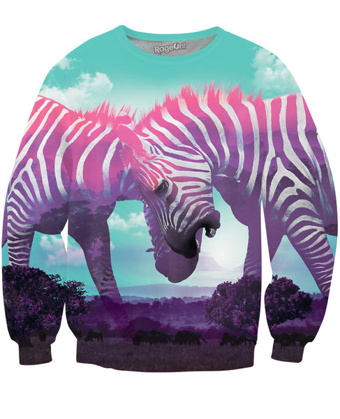 Zebra Grasslands Crewneck Sweatshirt