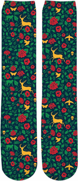 Frida Kahlo Wounded Deer Pattern Knee-High Socks