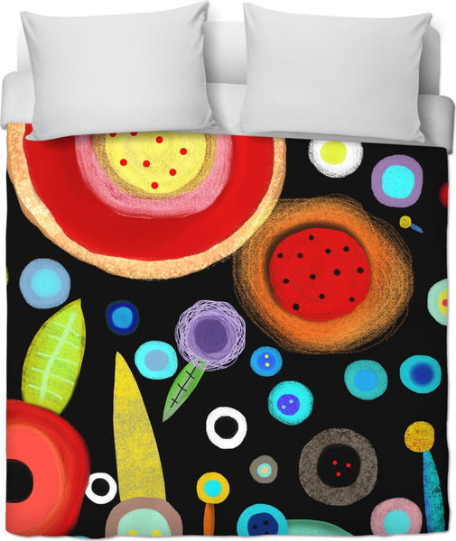 Ruth Fitta-Schulz - Abstract Circles Floral Night Japan Duvet Cover