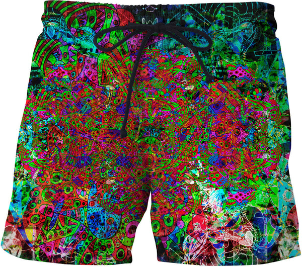 Neon Alien Blacklight Jungle Swim Shorts
