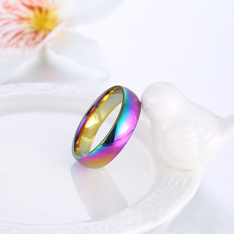 Gay Pride Rainbow Titanium Ring