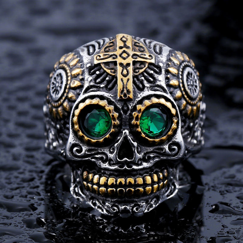 Sugar Skull Engraved Ring