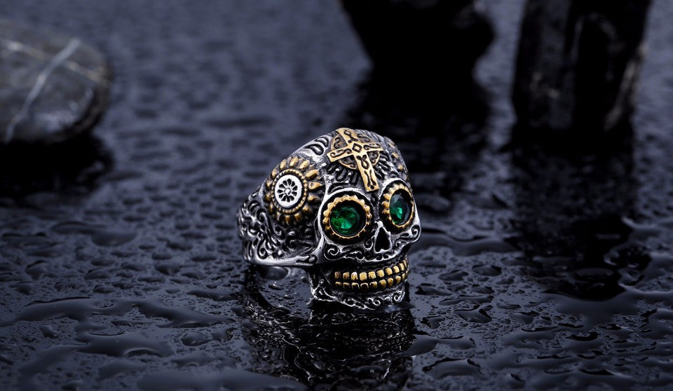 Sugar Skull Engraved Ring