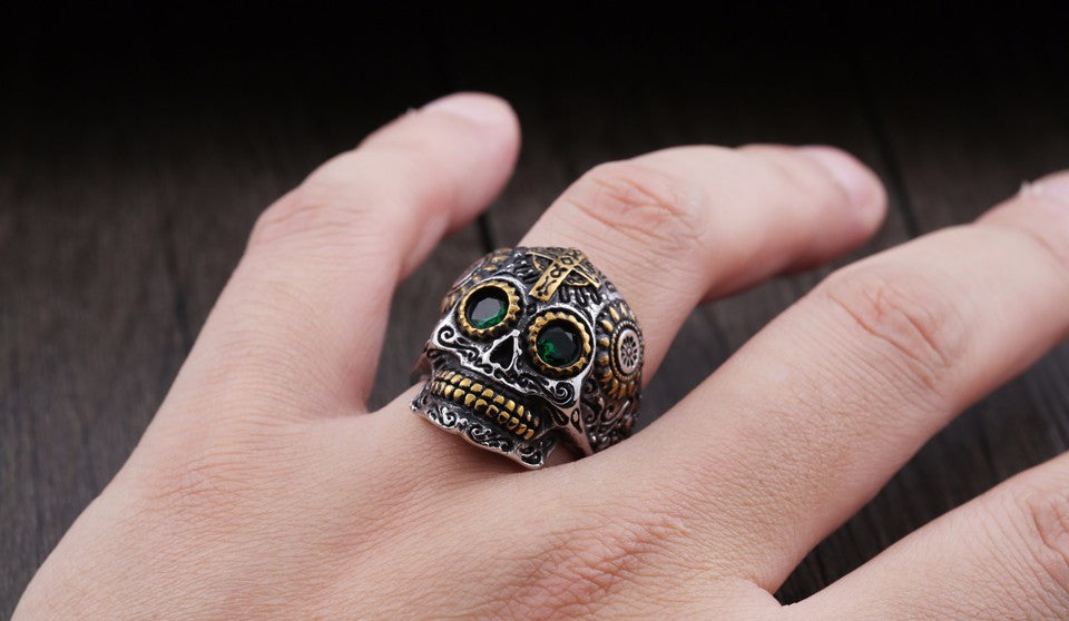 Sugar Skull Engraved Ring