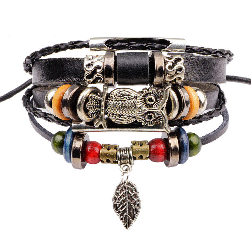 Punk Pendant Leather Bracelet