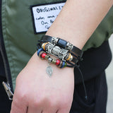 Punk Pendant Leather Bracelet