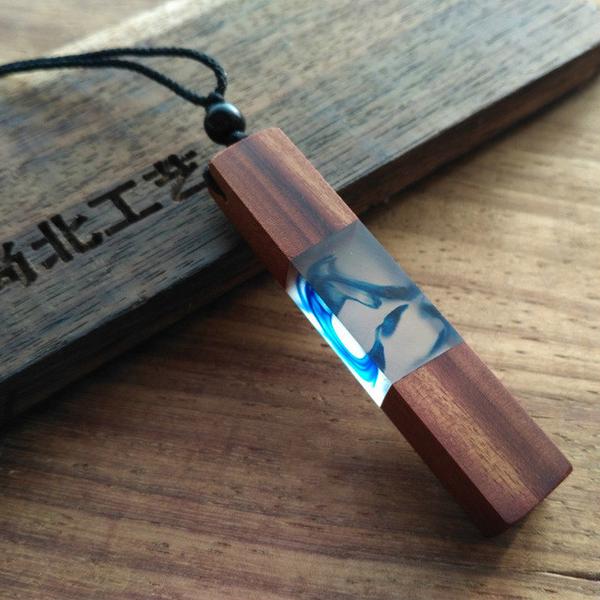 Handmade Resin Wood Pendant Necklace