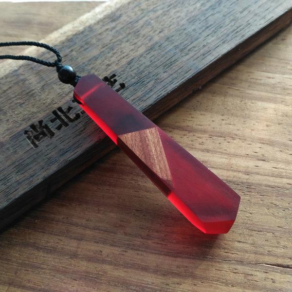 Handmade Resin Wood Pendant Necklace