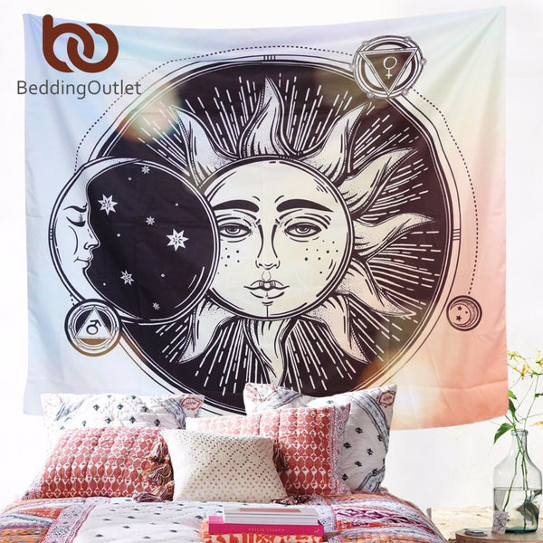 Sun Moon Hippie Tapestry