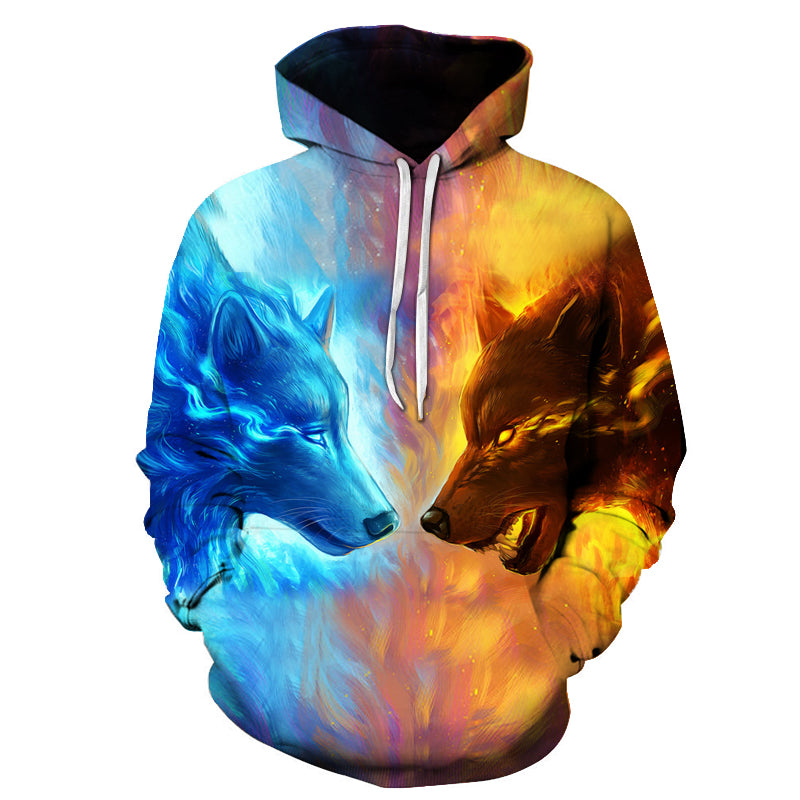 Ice Fire Wolf Hoodie