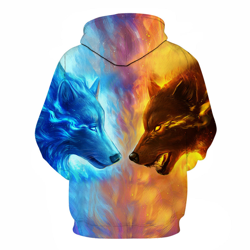 Ice Fire Wolf Hoodie