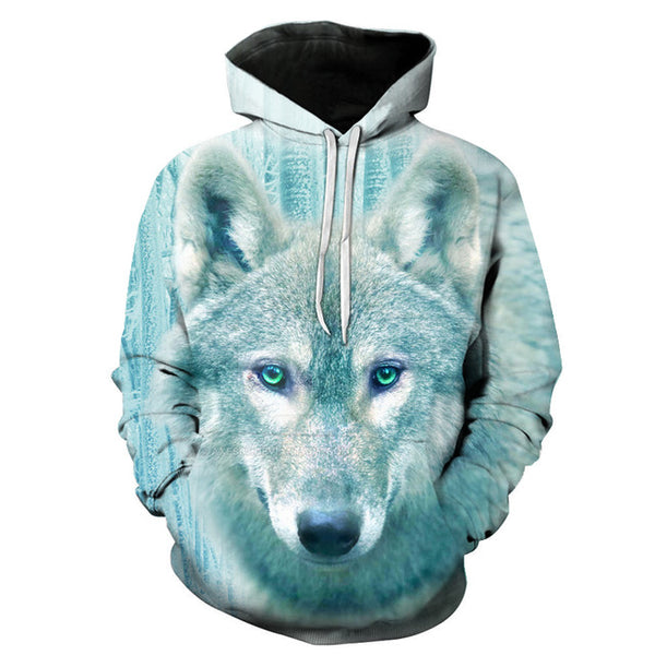 Blue 3D Wolf Hoodie