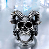 Goat Head Skull Punk Ring
