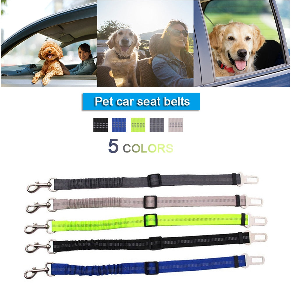 Adjustable Pet Seat Belt Elastic Reflective Car Safety Rope Dog Cat Supplies